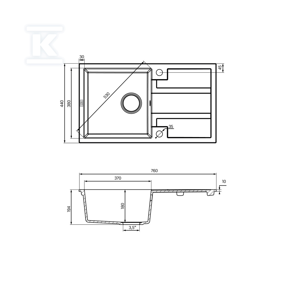 Гранітна мийка BARBADOS однокамерна з - SBB_711T
